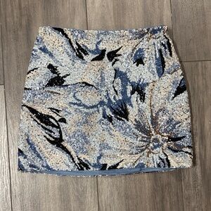 12th Tribe Blue and Cream Mini Skirt